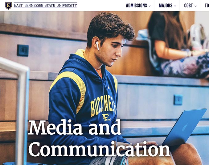ETSU Media and Communication dept. website page.