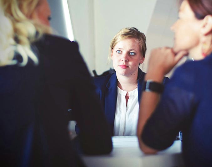 Women employees meeting.